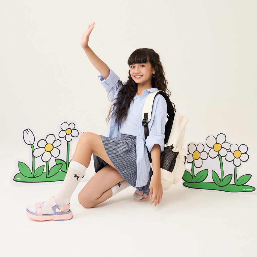 Sandal trẻ em Little 8 quai xoay hồng