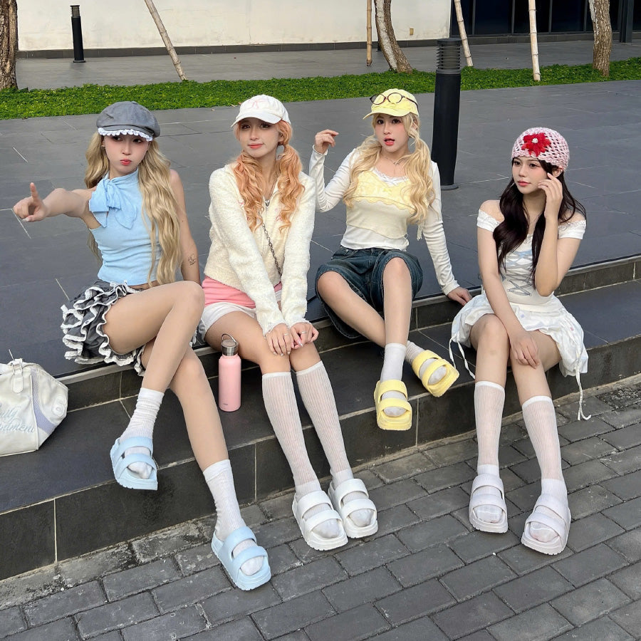 Dép bánh mì Trendy 4 quai nhựa xanh