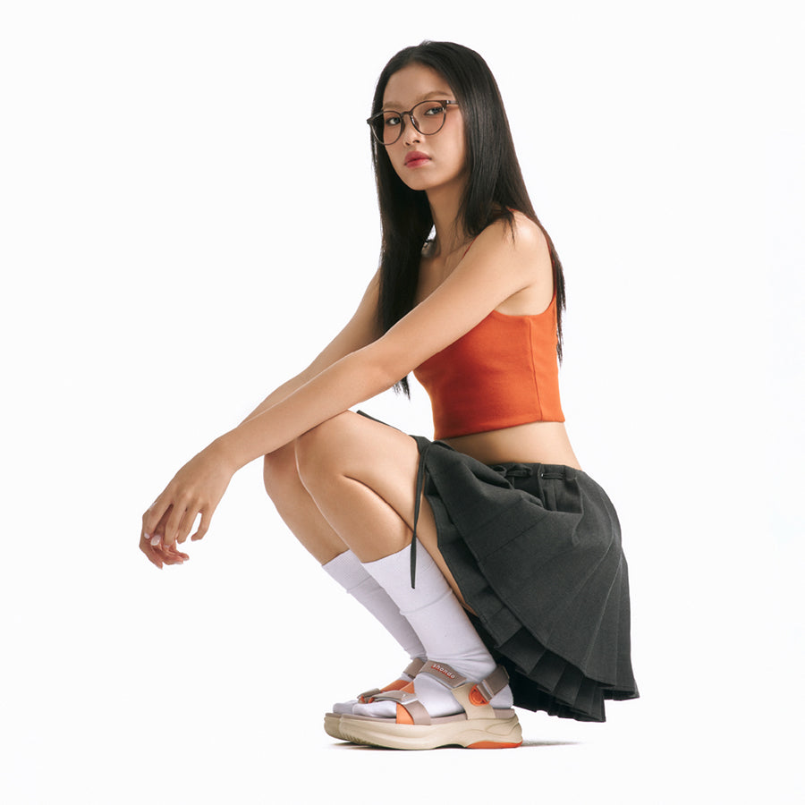 Sandal nữ F8B quai xoay nâu be cam