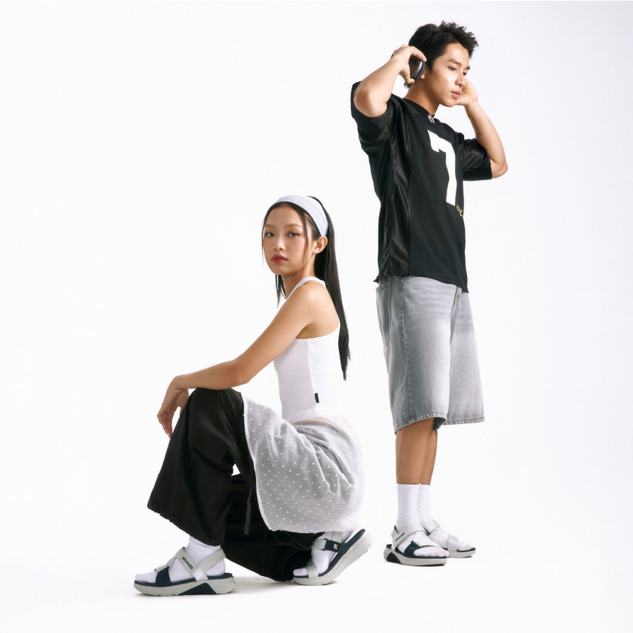 Sandal nam nữ F7R xám rêu xanh dương