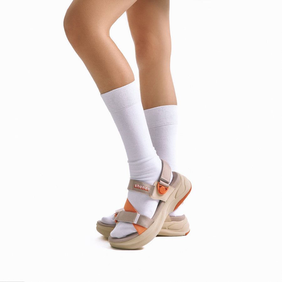 Sandal nữ F8B quai xoay nâu be cam