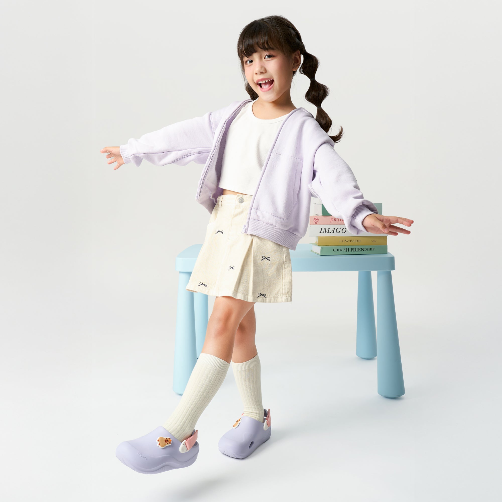 Clog Little Suke bé gái nhựa đúc tím