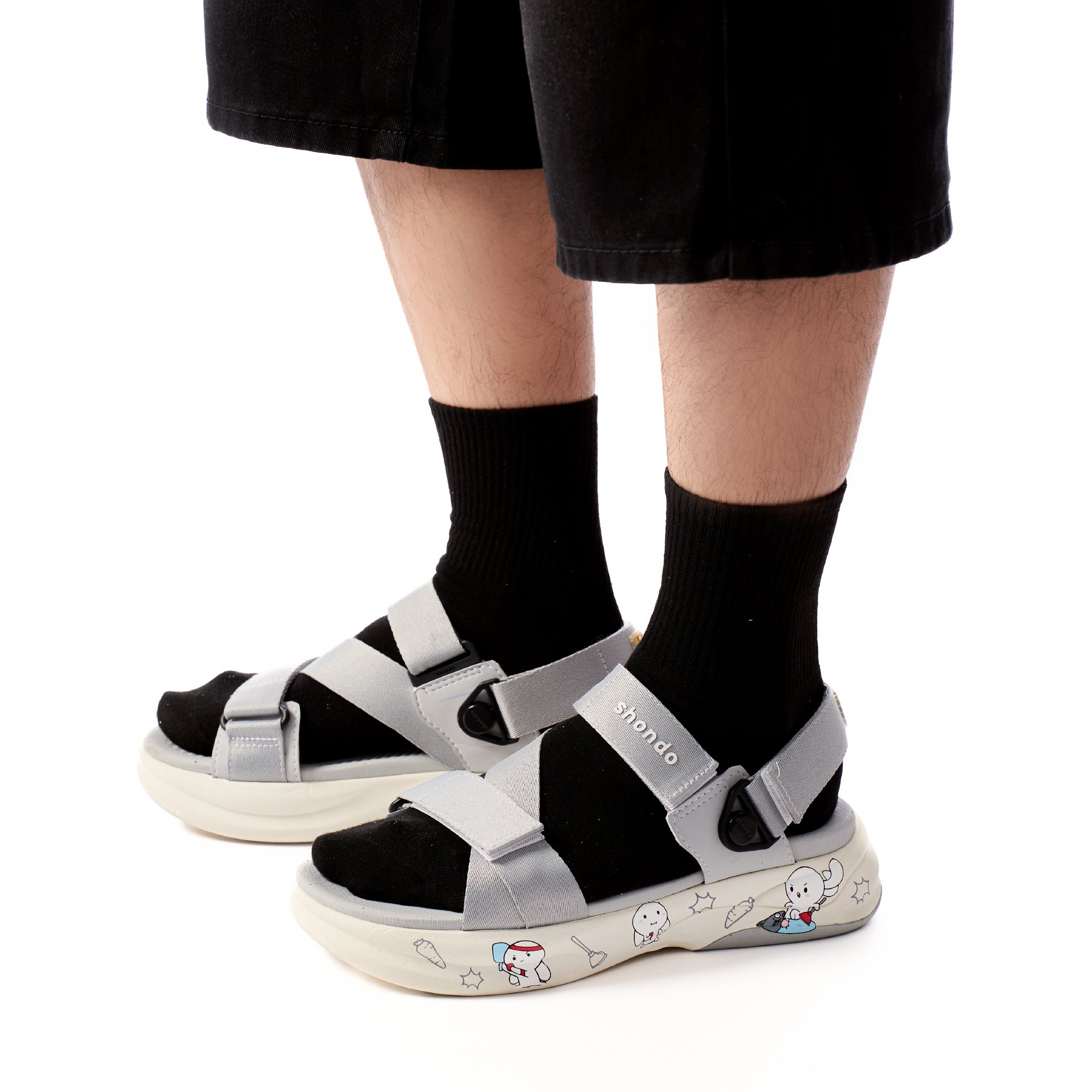 Sandal F8B T7M nam nữ khóa xoay xám