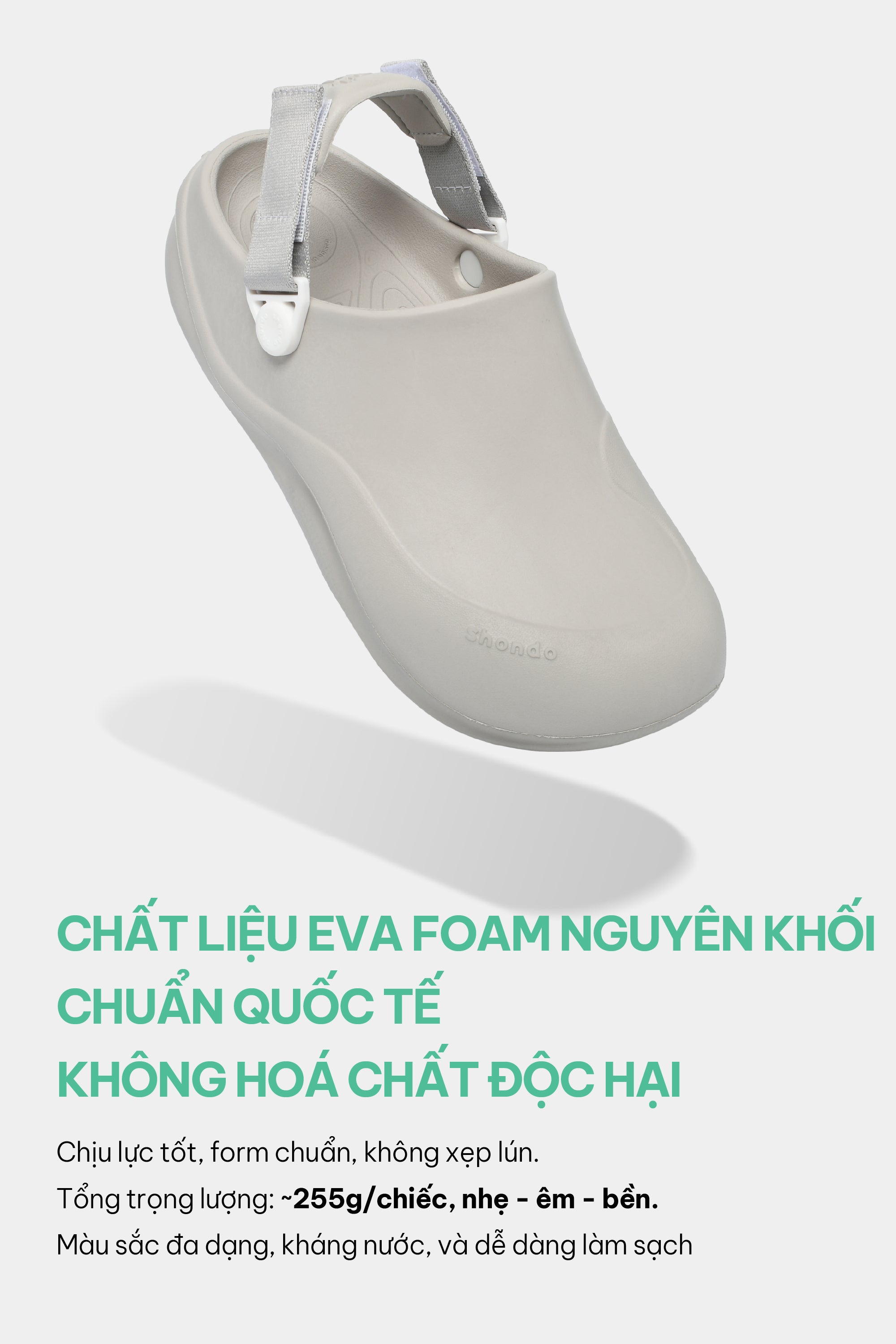 Clog SUKE nhựa đúc nam nữ xám
