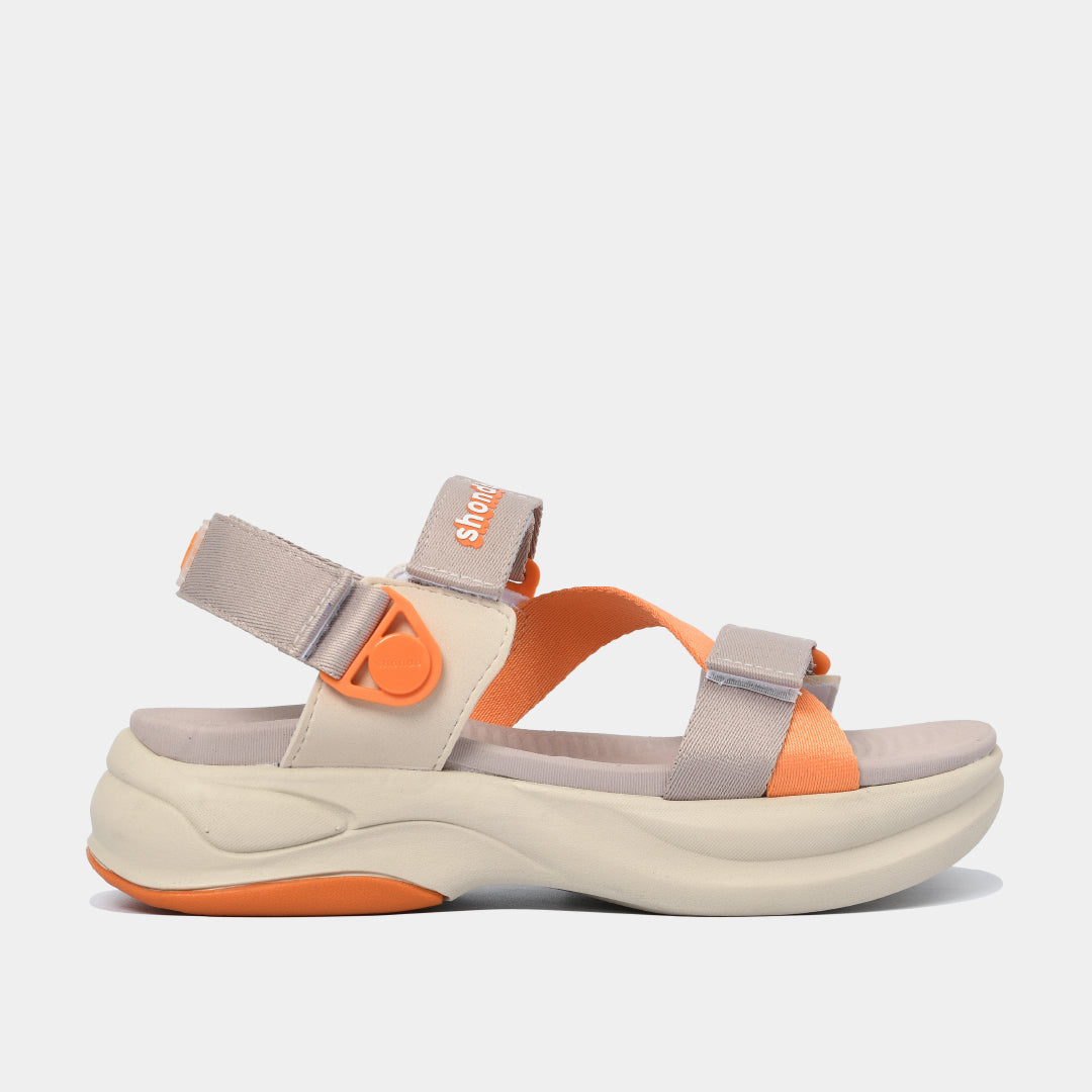 Sandal nữ F8B quai xoay nâu be cam