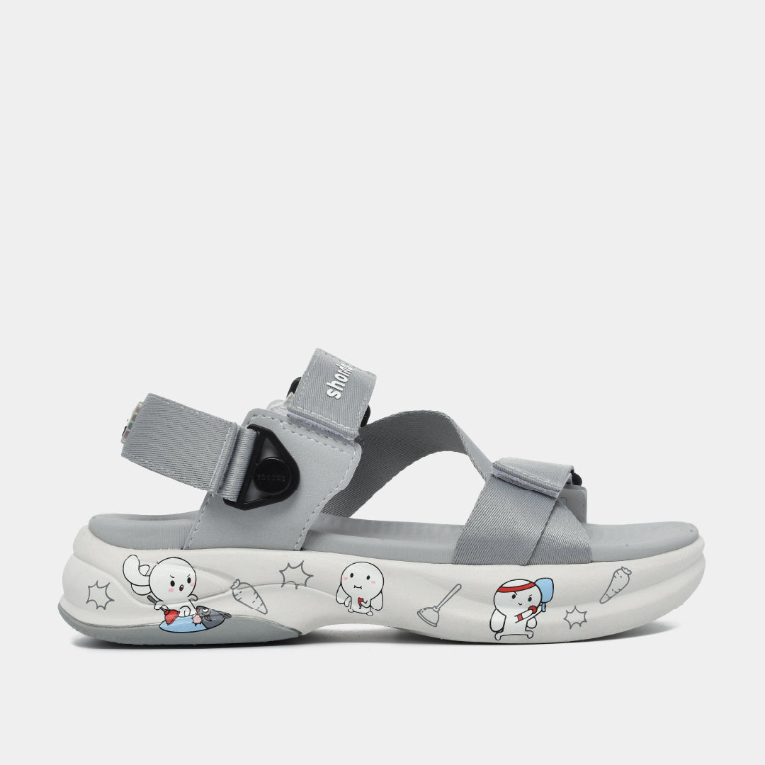 Sandal F8B T7M nam nữ khóa xoay xám