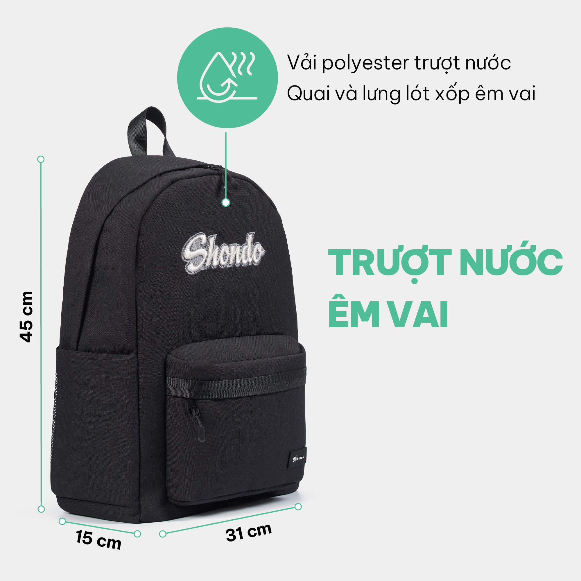 Balo thêu logo Shondo đen