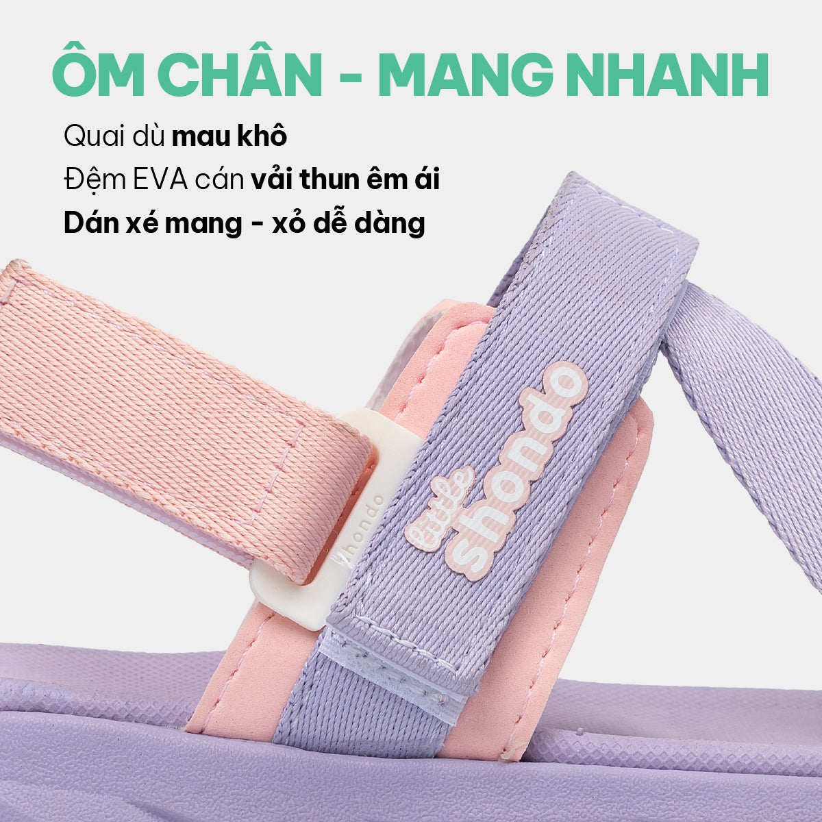 Sandal bé gái Little 6 capybara tím