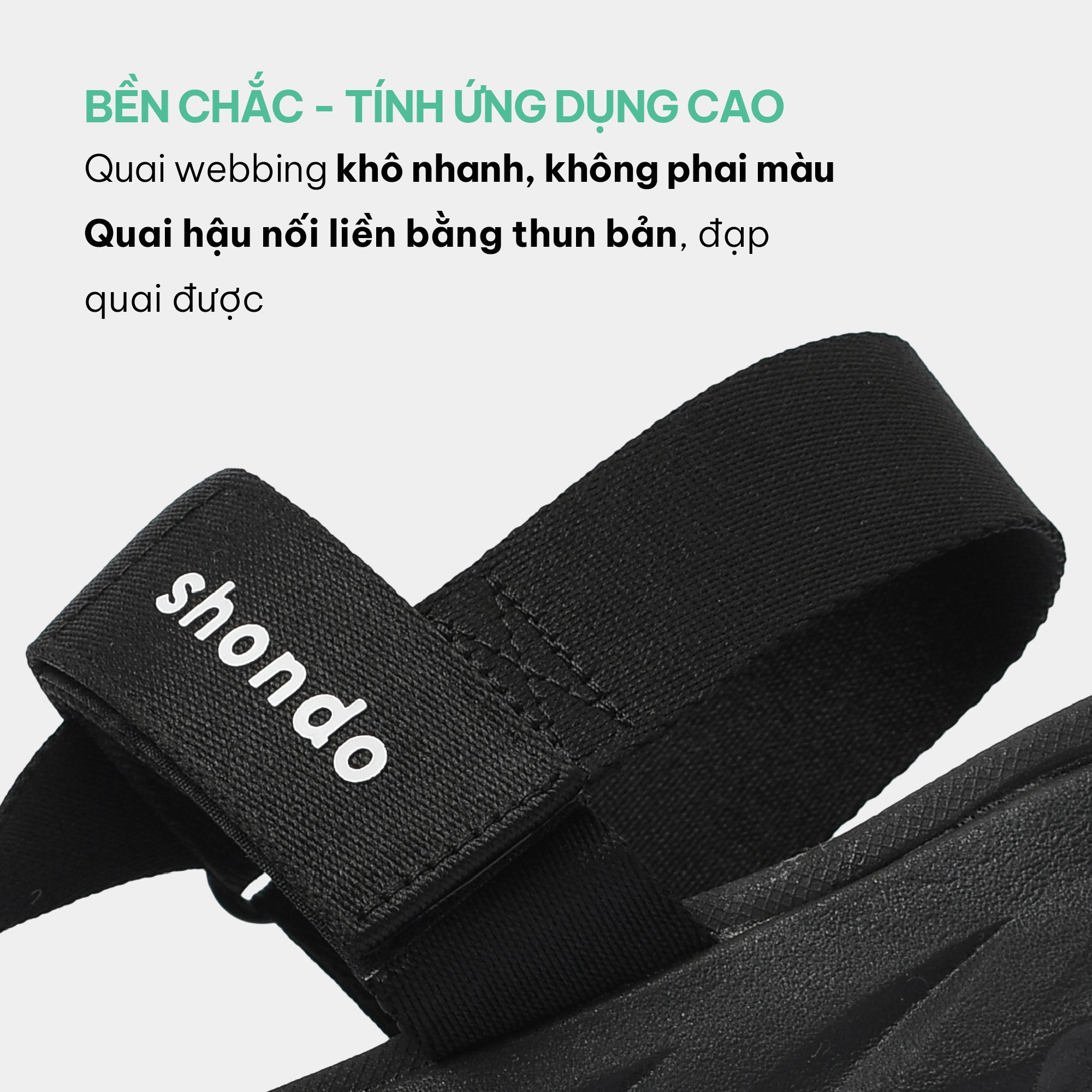 Sandals F6 sport đen quai liền thun