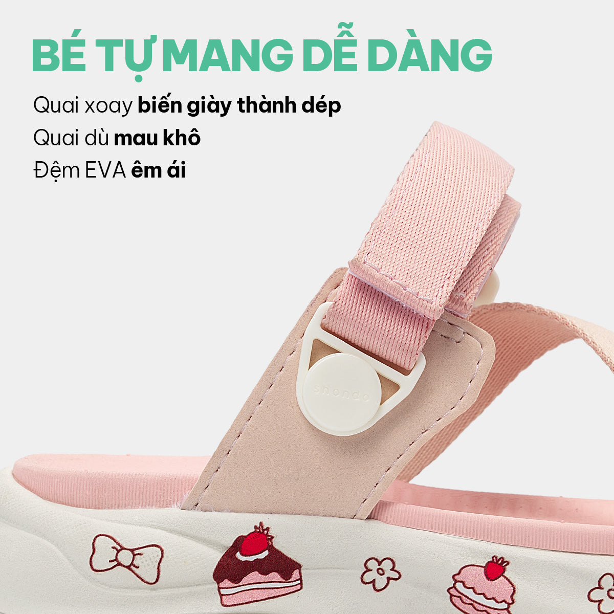Sandal trẻ em Little 8 quai xoay hồng