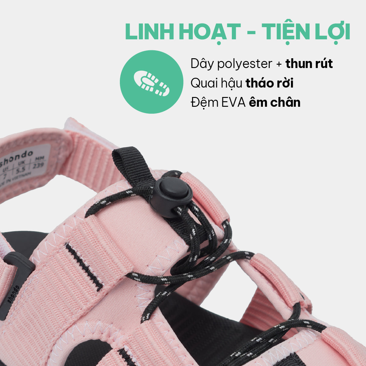 Giày Sandal F8B Hiking nữ hồng đen