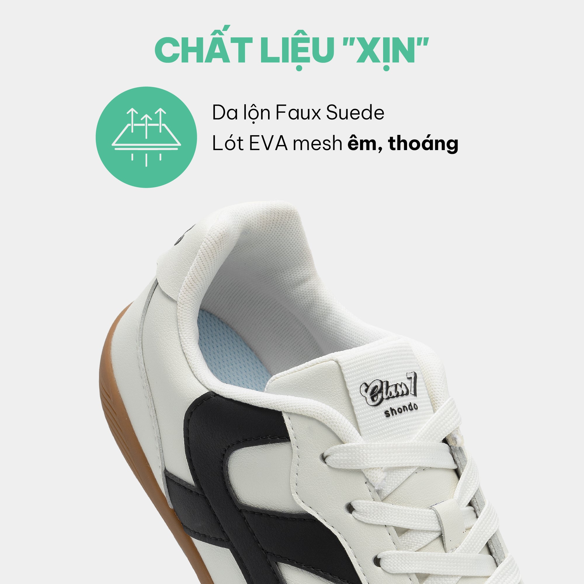 Sneaker CLASS 7 đế thấp unisex trắng