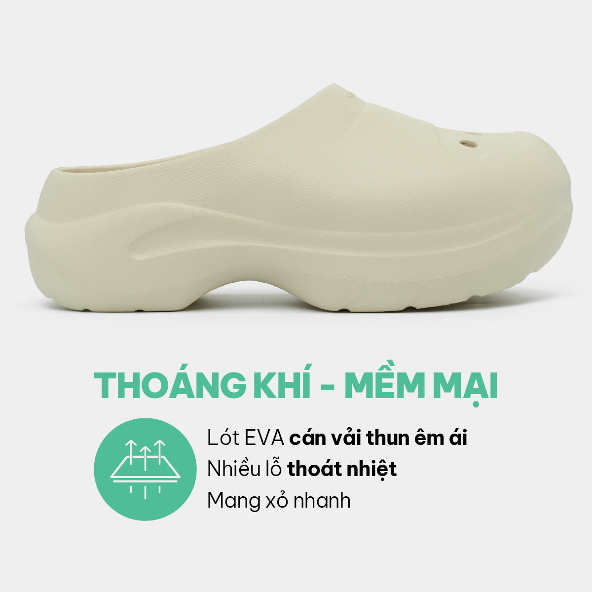Clog Mule Chic Limax đế cao nữ be
