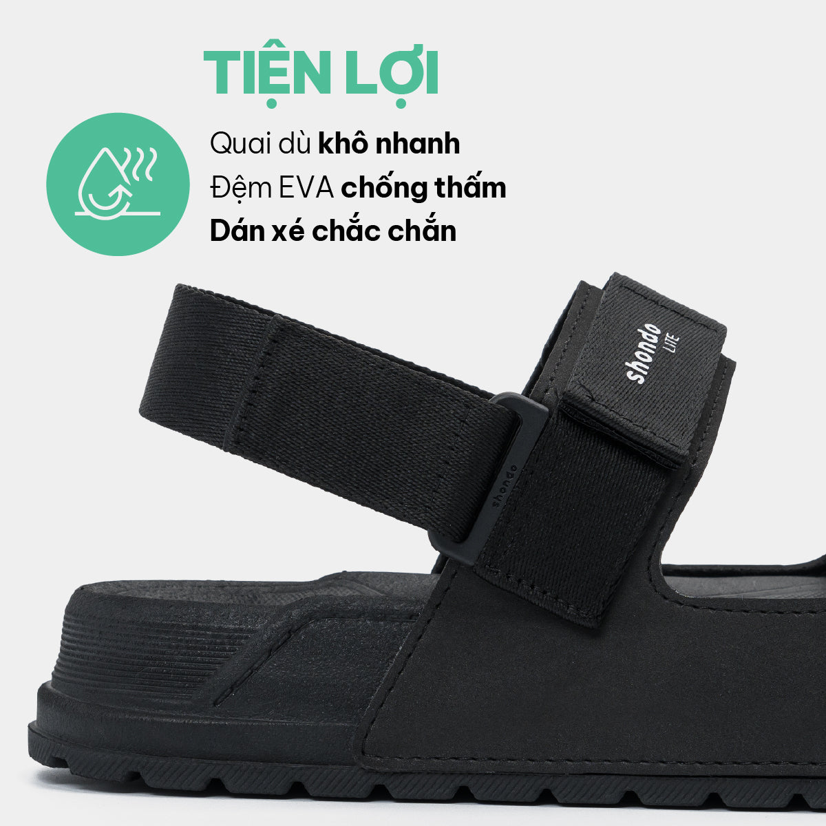 Sandal Platy 4 Lite quai ngang unisex đen