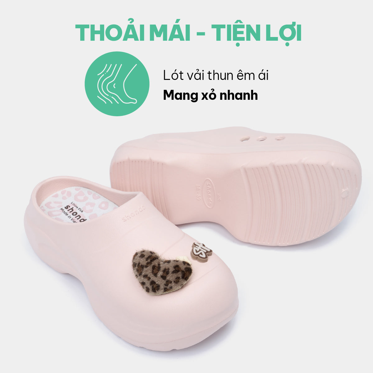 Clog Mule Chic Limax da báo nữ hồng