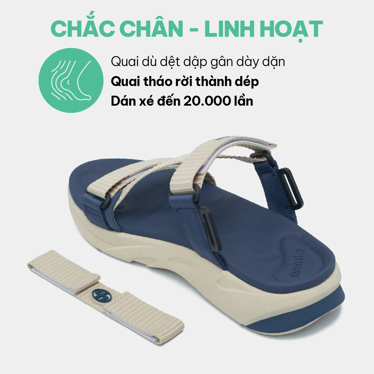 Sandal F8M quai chéo unisex be xanh navy