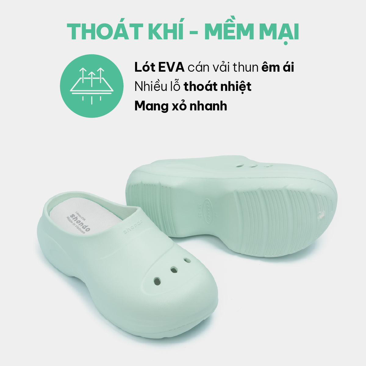 Clog MULE CHIC Limax đế cao nữ xanh mint