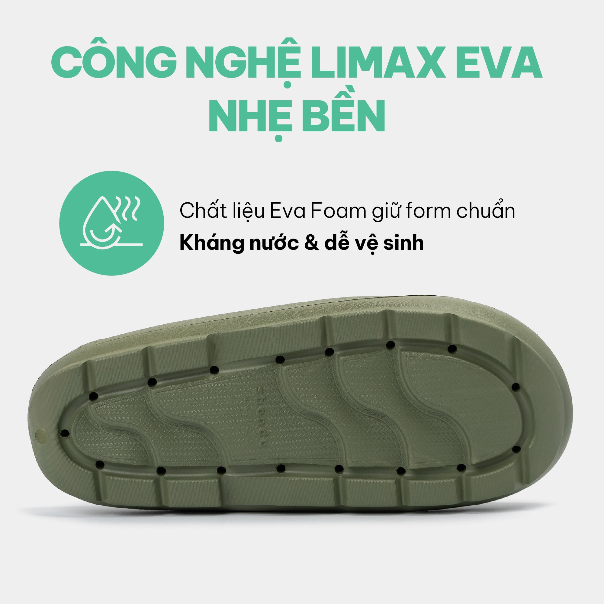 Dép bánh mì nhựa đúc Trendy 6 nam xanh rêu