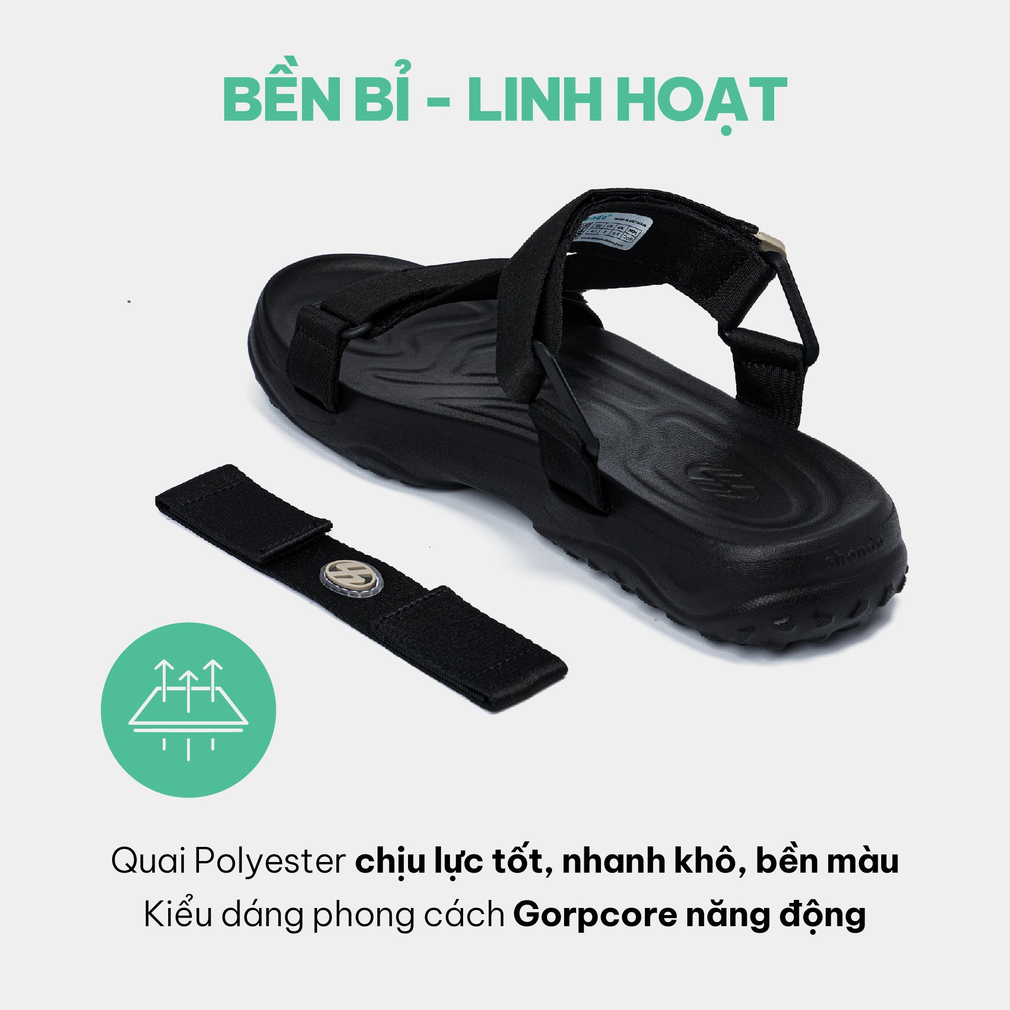 Sandal F11 quai chéo unisex đen