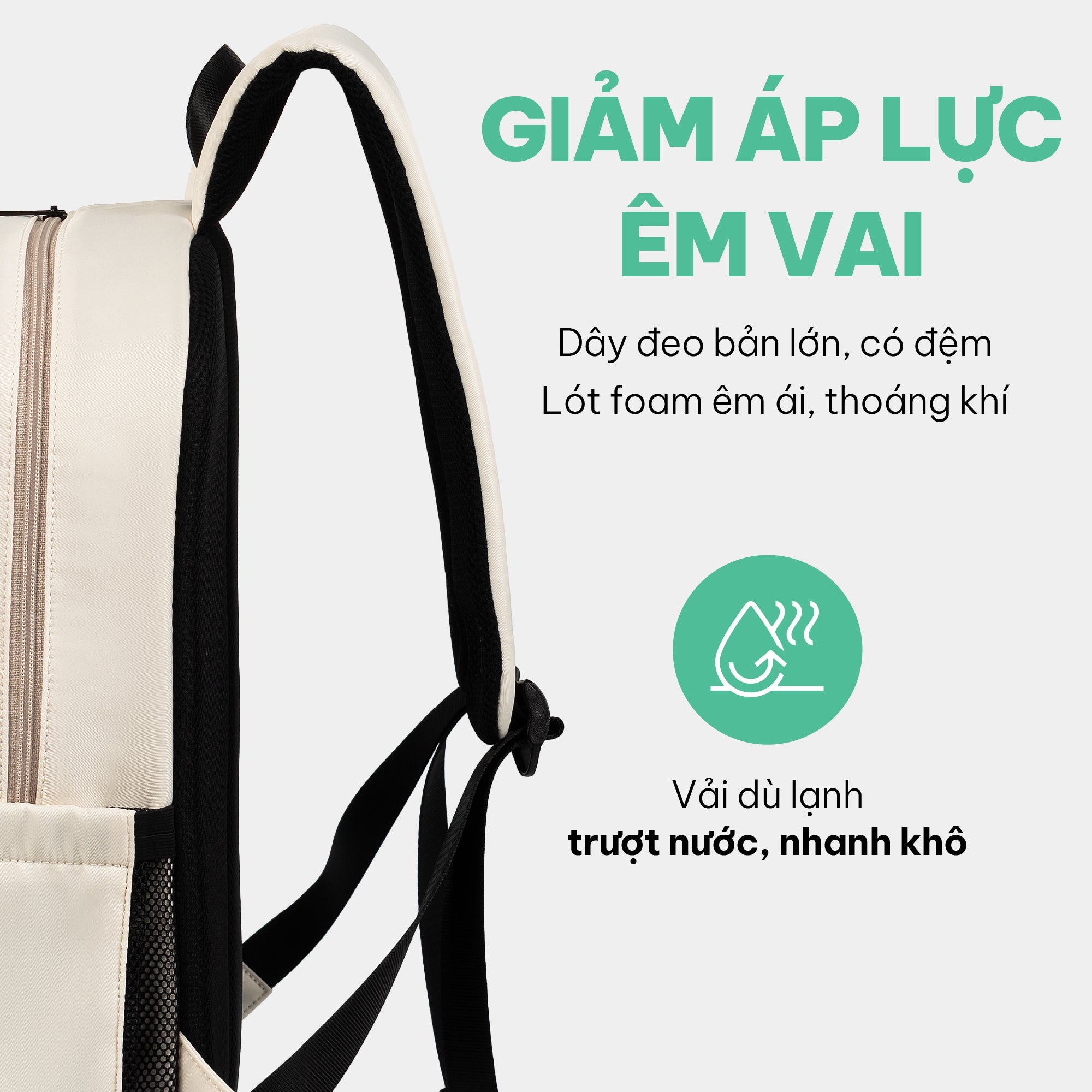 Balo sticker vải dù kem