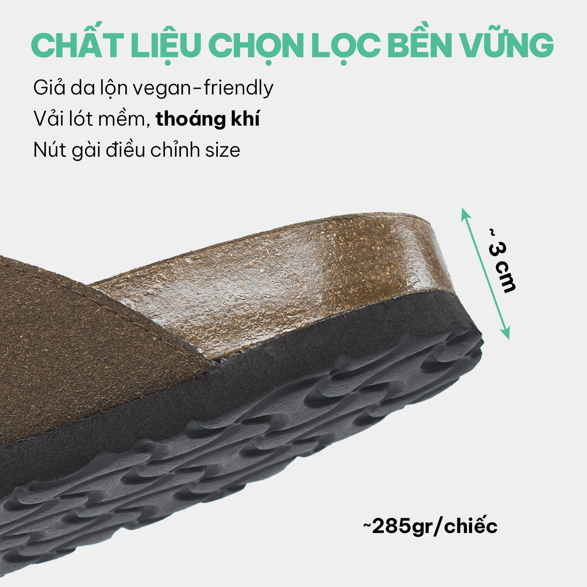 Dép trấu nam nữ bít mũi gắn charm nâu