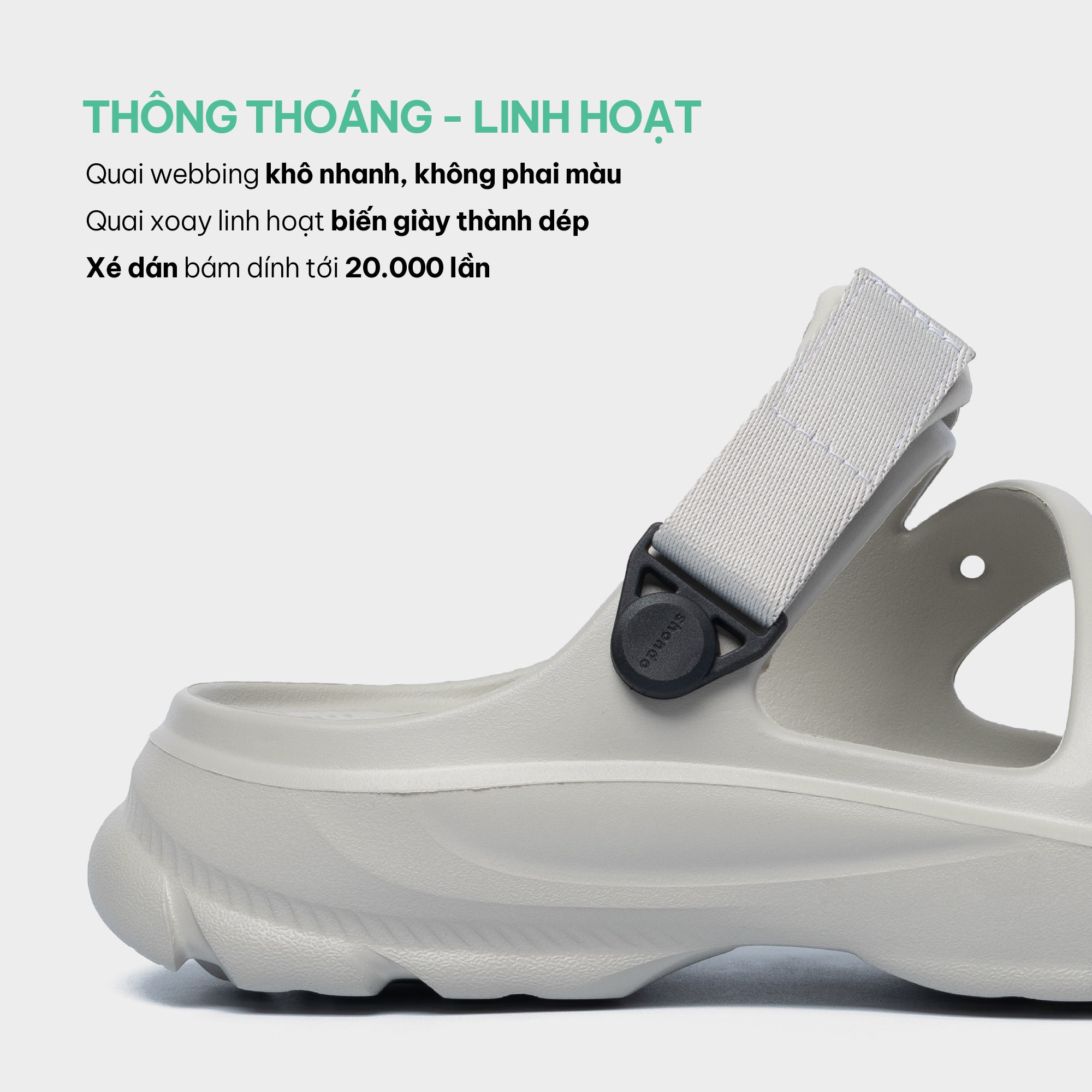 Sandal FX nhựa đúc đi mưa xám rêu