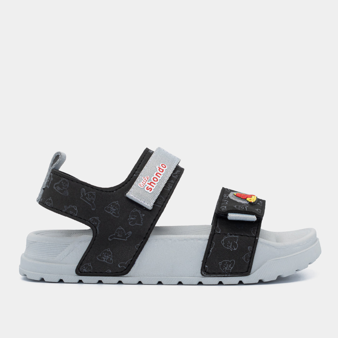 Sandal bé trai Little 4 monogram đen
