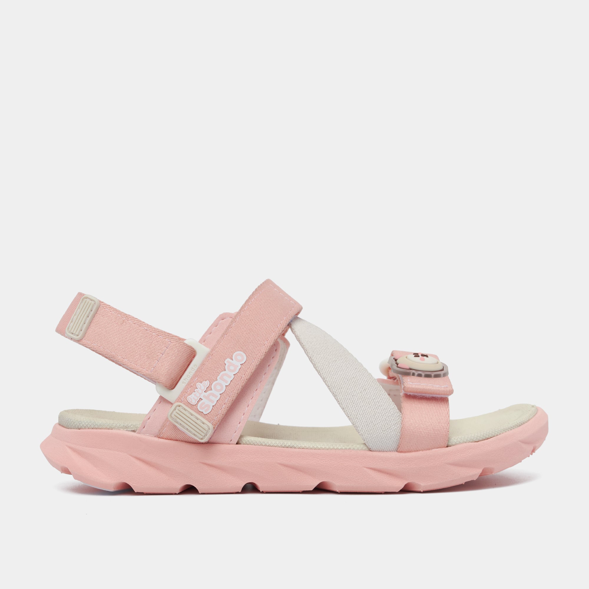 Sandal trẻ em Little 6 quai chéo hồng kem