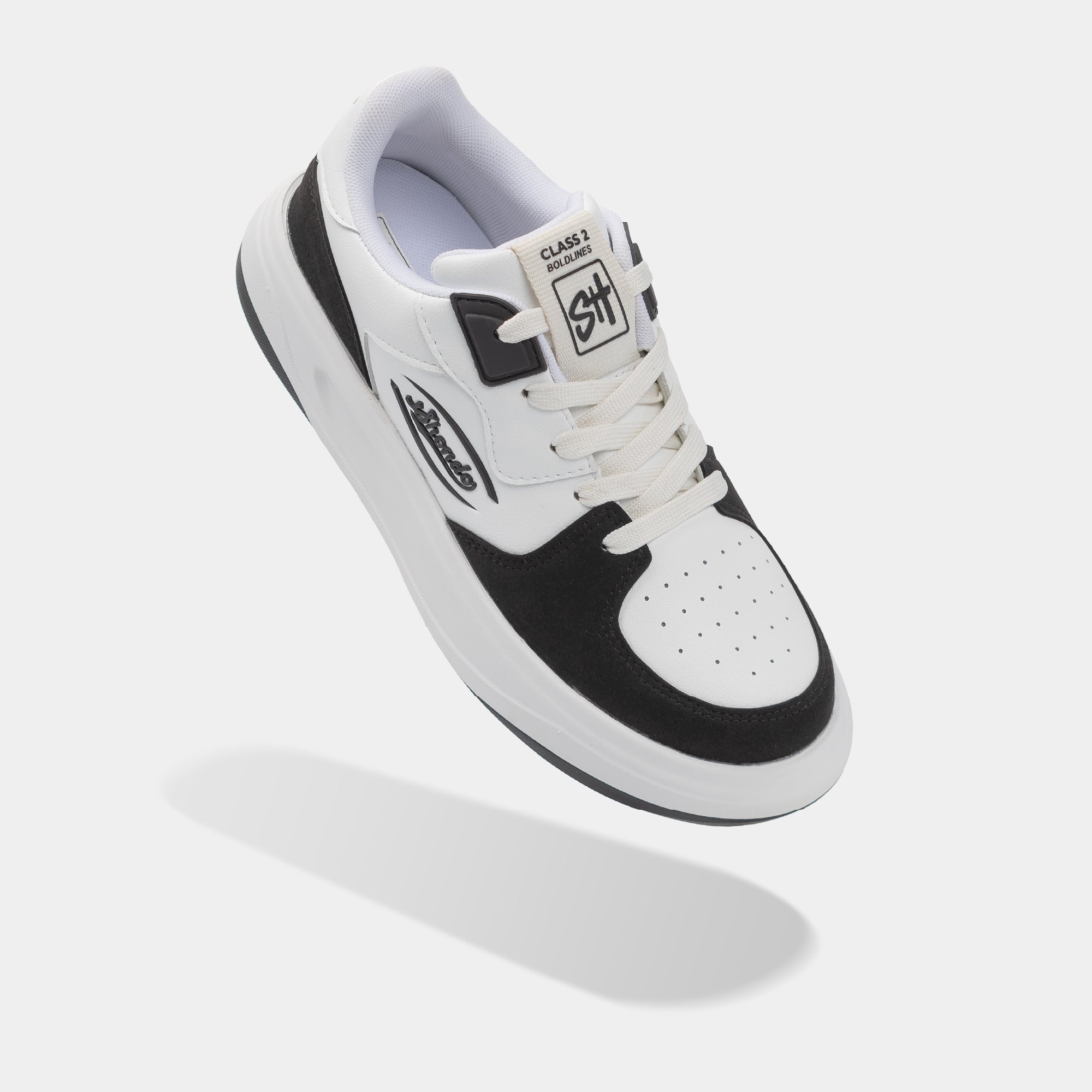 Giày sneaker Class 2 logo Shondo nam nữ trắng đen