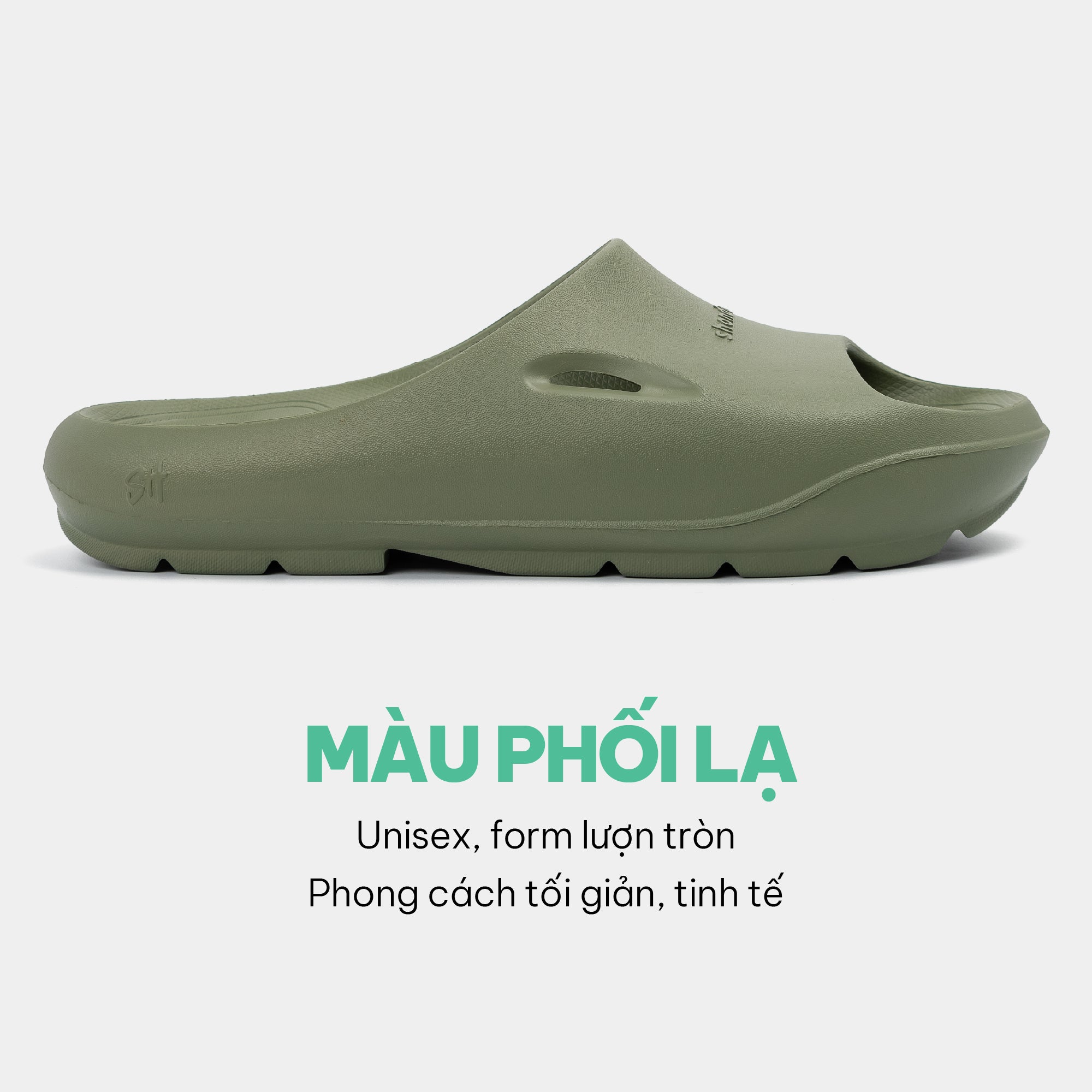 Dép bánh mì nhựa đúc Trendy 6 nam xanh rêu