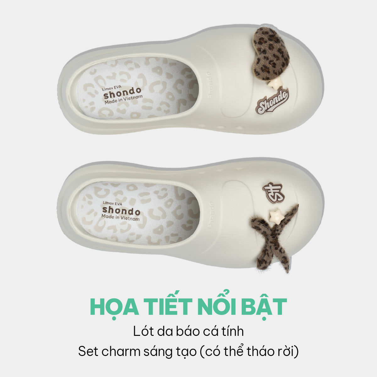 Clog Mule Chic Limax da báo nữ trắng kem