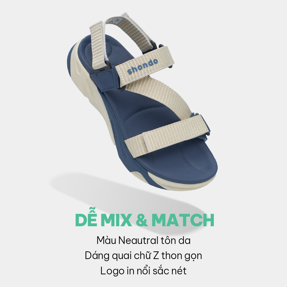 Sandal F8M quai chéo unisex be xanh navy