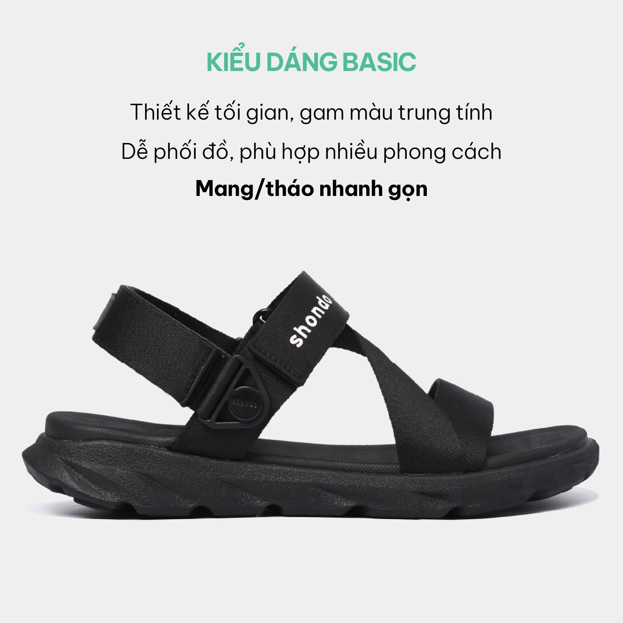 Sandal nam nữ F6S quai xoay full đen