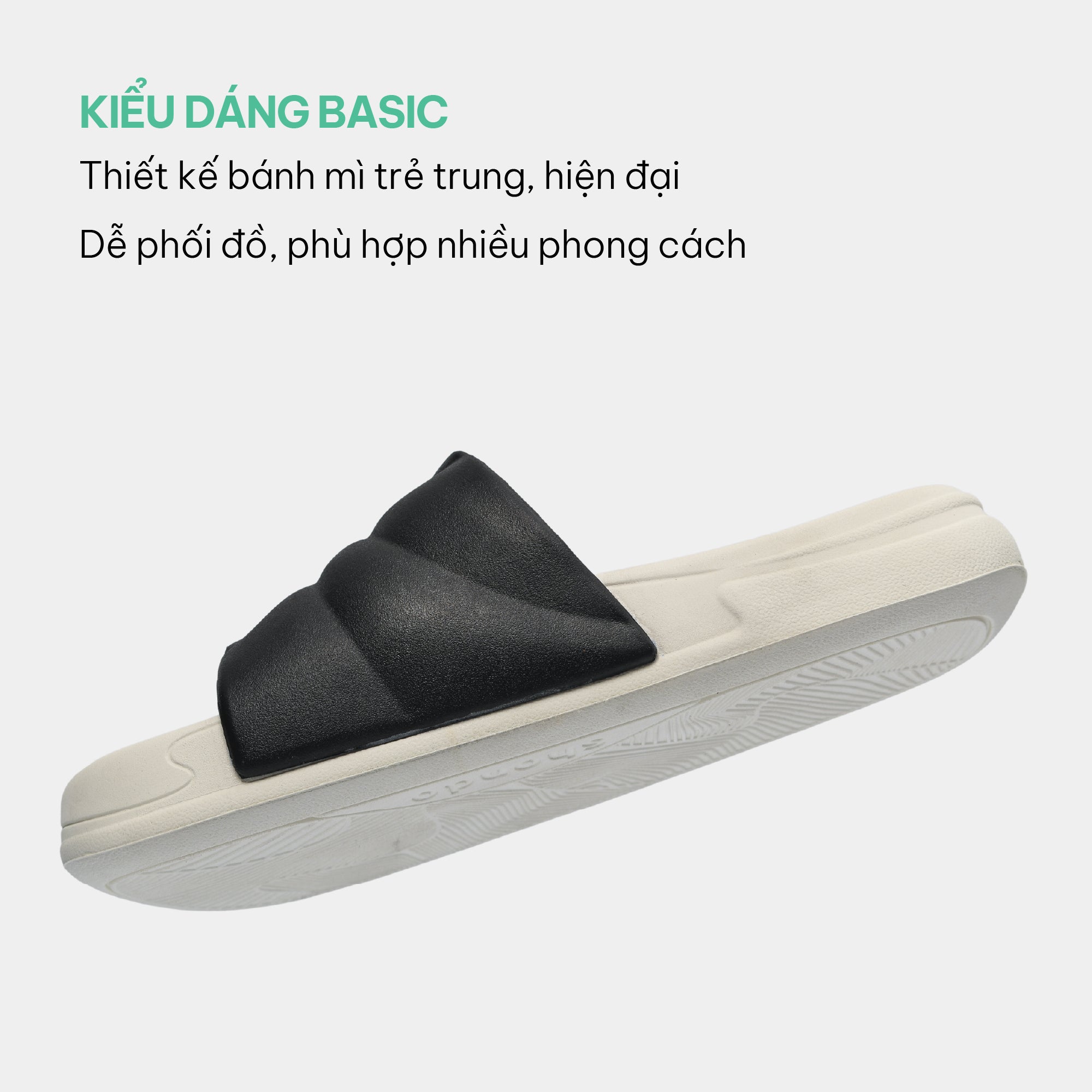 Dép bánh mì Trendy 5 quai nhựa đen
