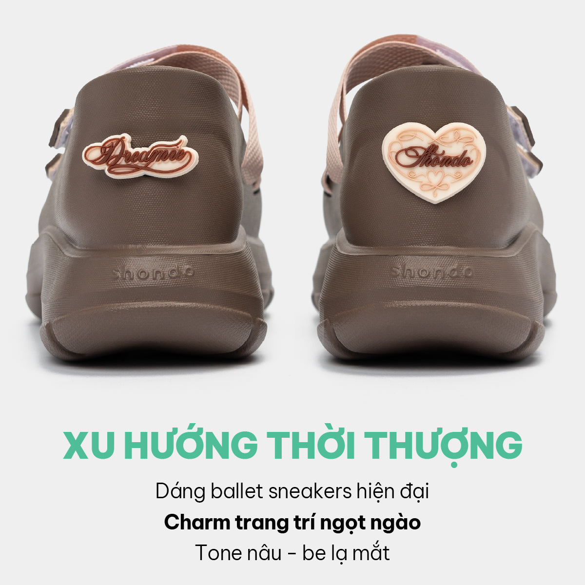 Giày Ballet Sneaker Nữ Shondo Dreamie Màu Nâu Hồng
