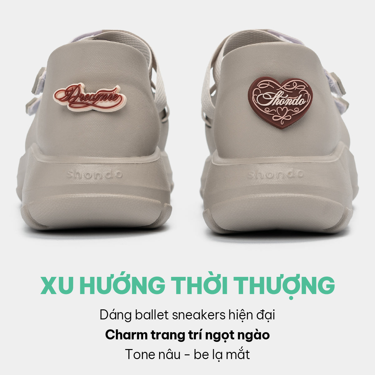 Giày Ballet Sneaker Nữ Shondo Dreamie Màu Nâu Nhạt