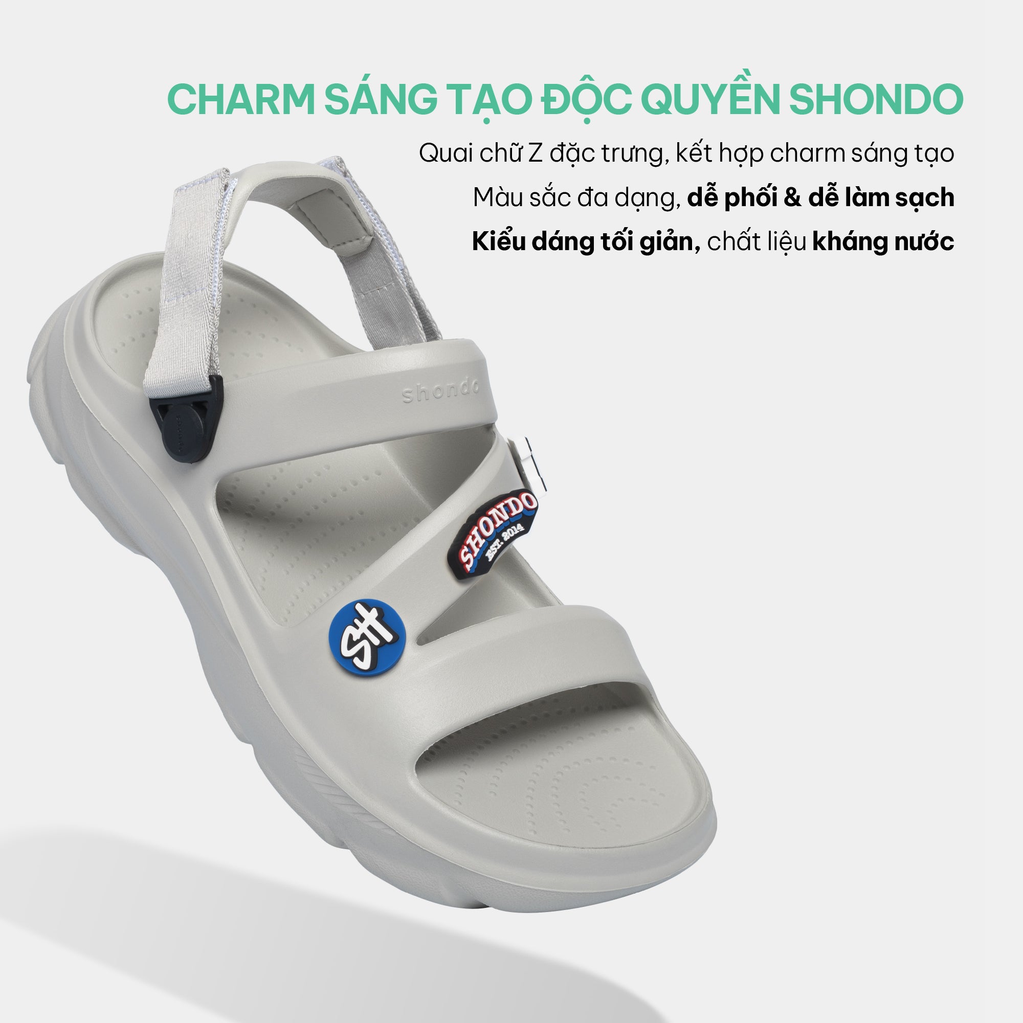 Sandal FX nhựa đúc đi mưa xám rêu