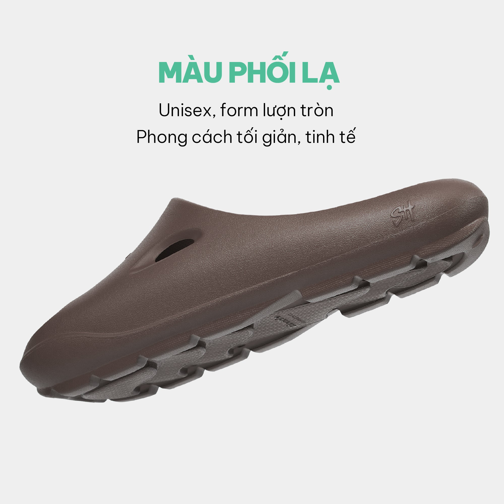 Dép bánh mì nhựa đúc Trendy 6 nam nữ nâu đậm