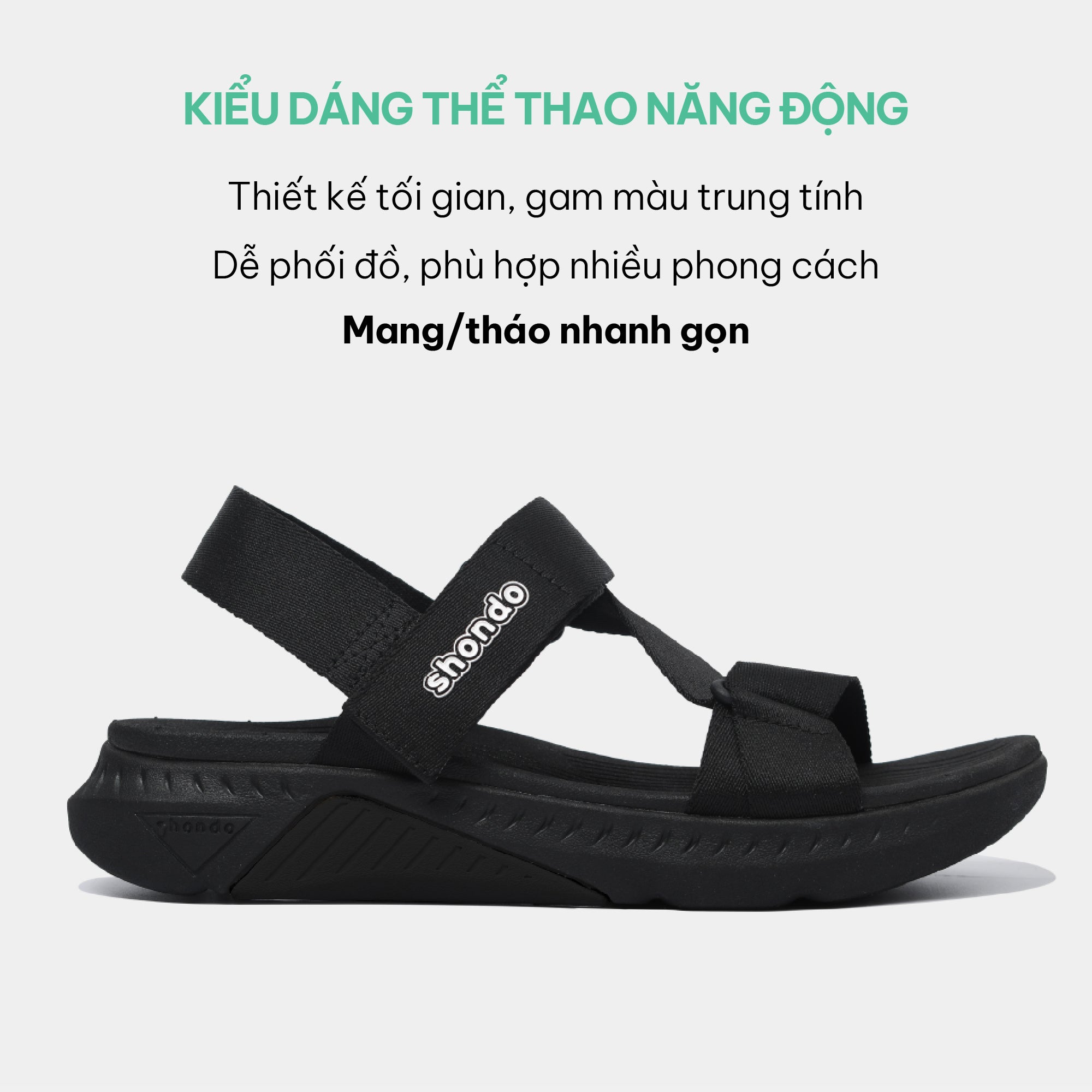 Sandals F7 Racing đen quai liền thun