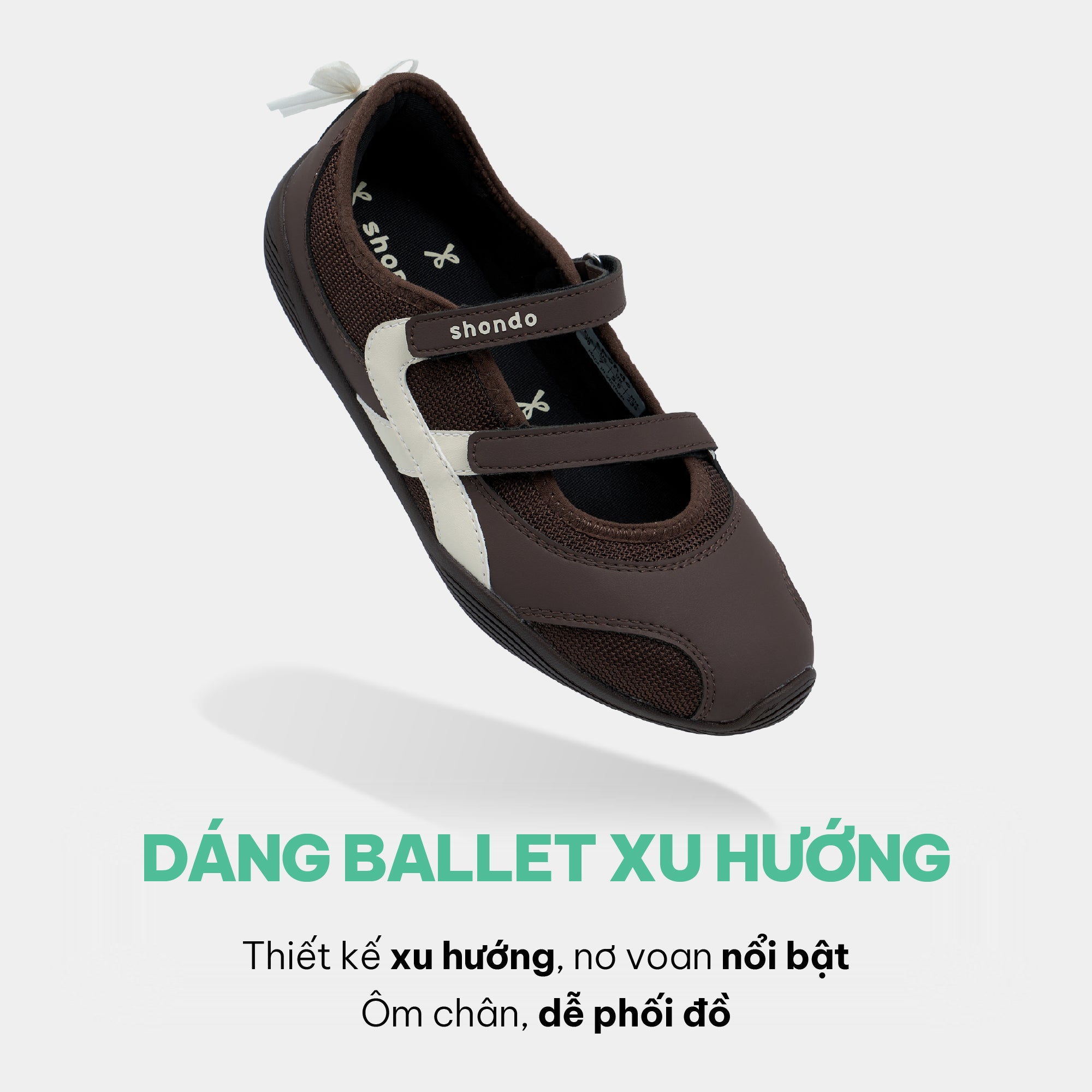 Giày Sneaker Ballet Minie Phối Nơ Nữ Nâu