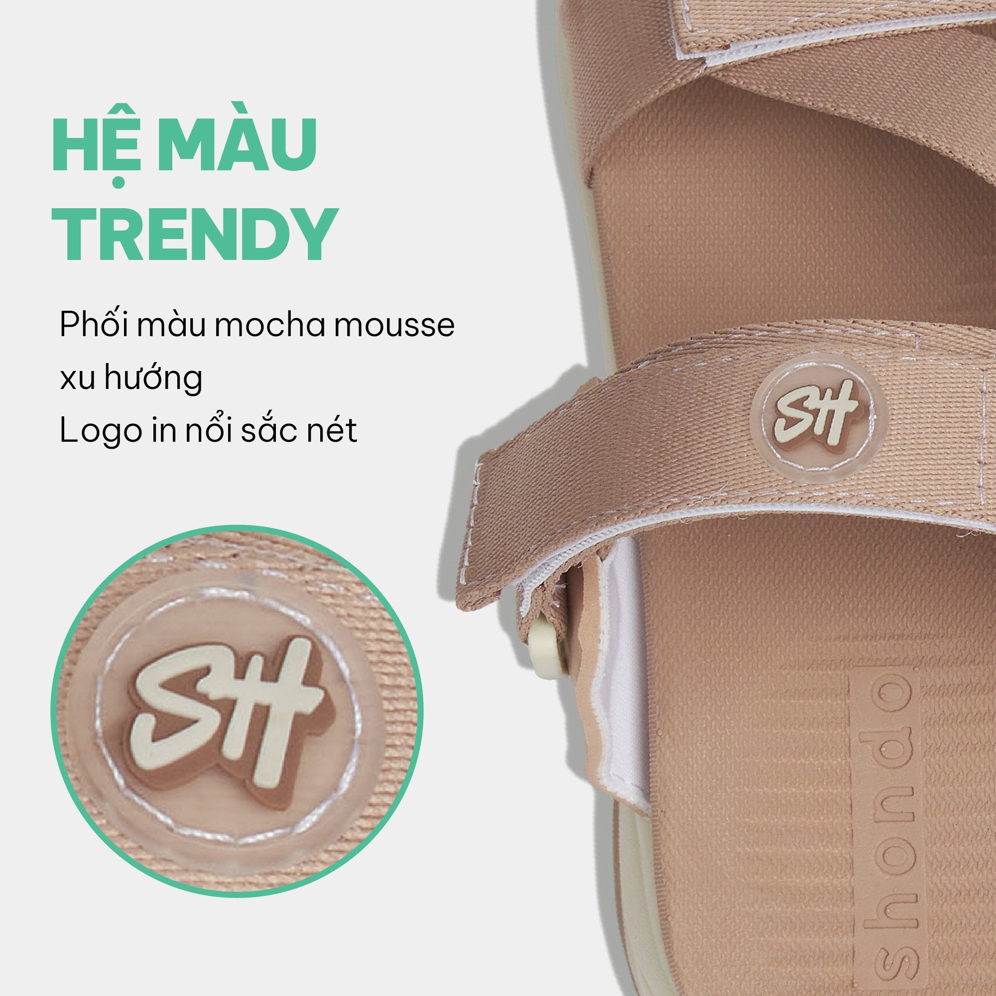 Sandal nam nữ F8B quai xoay nâu