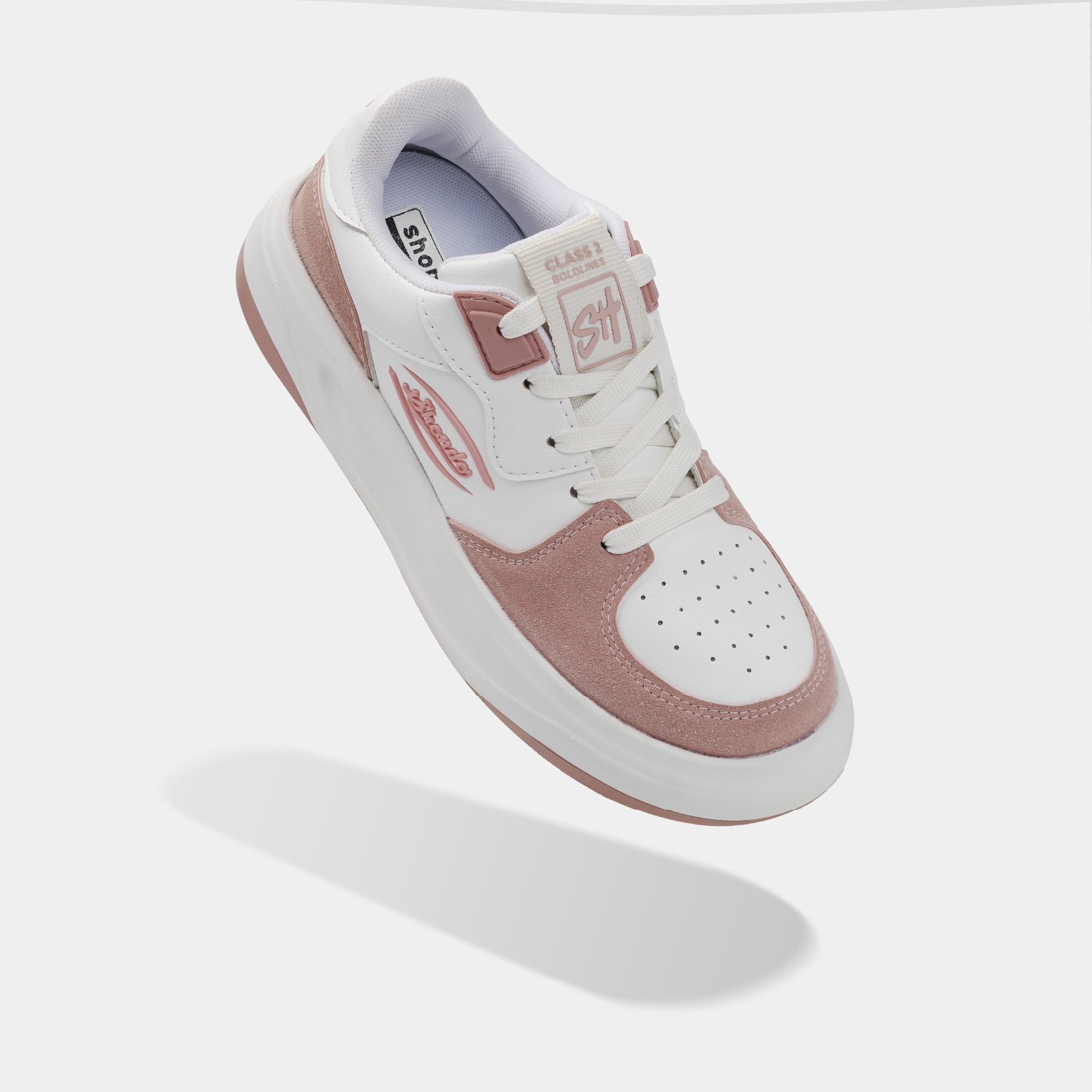 Giày sneaker Class 2 logo Shondo nữ trắng hồng