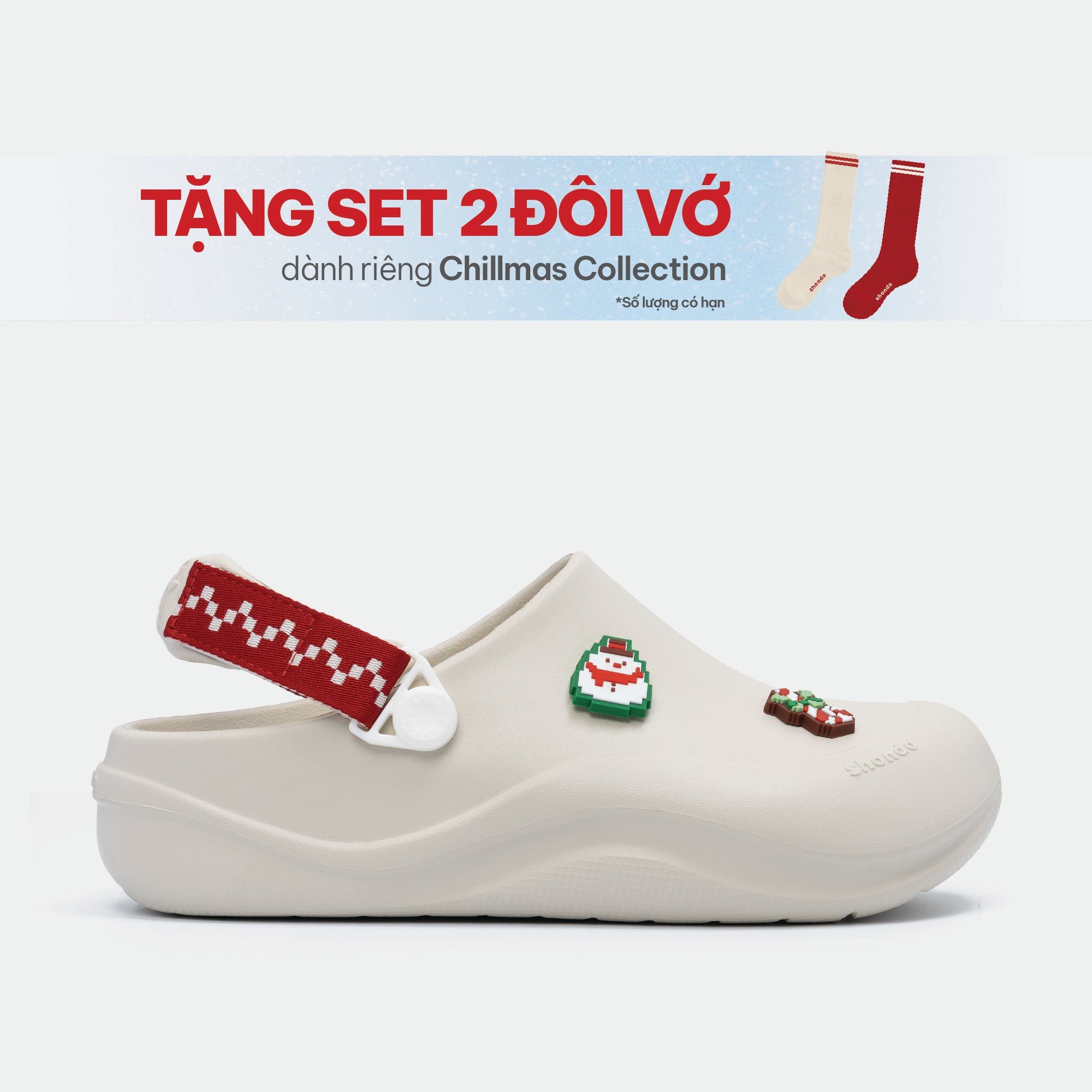 Clog SUKE Limax Christmas unisex trắng kem
