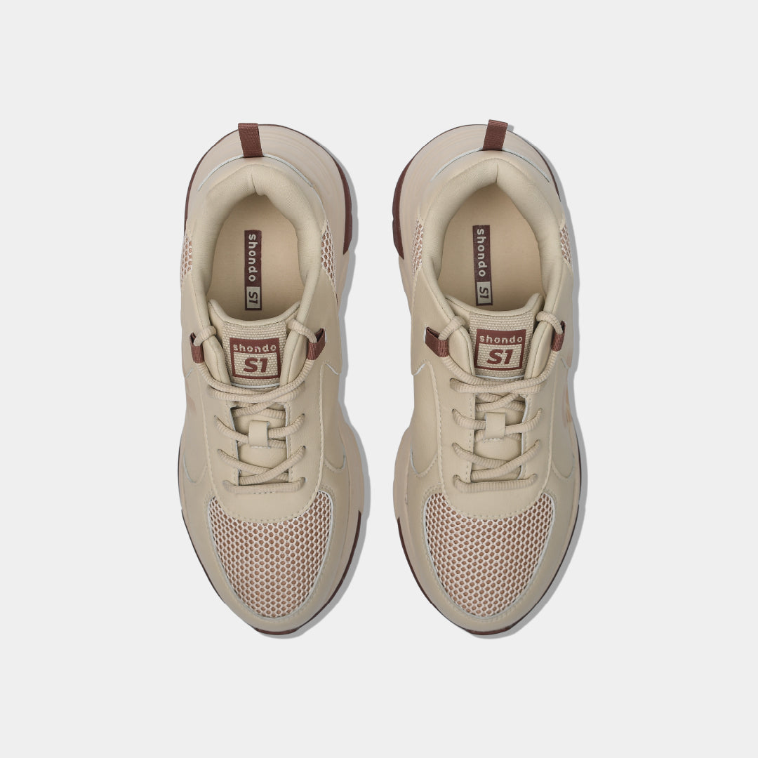 Chunky beige brown men's and women's sneakers