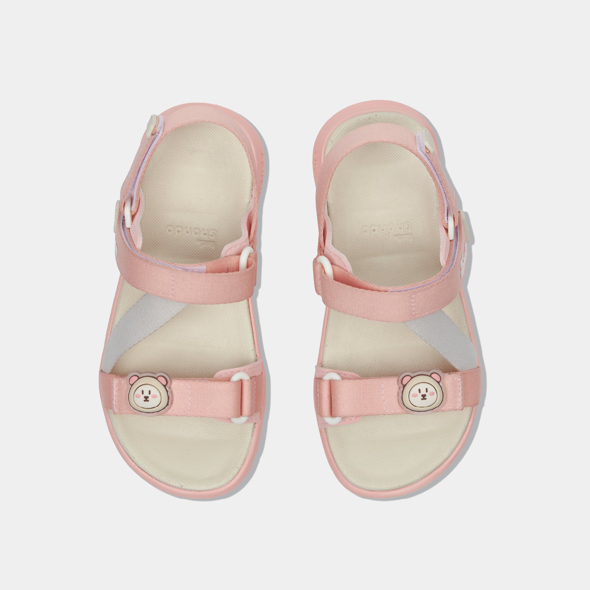 Sandal trẻ em Little 6 quai chéo hồng kem