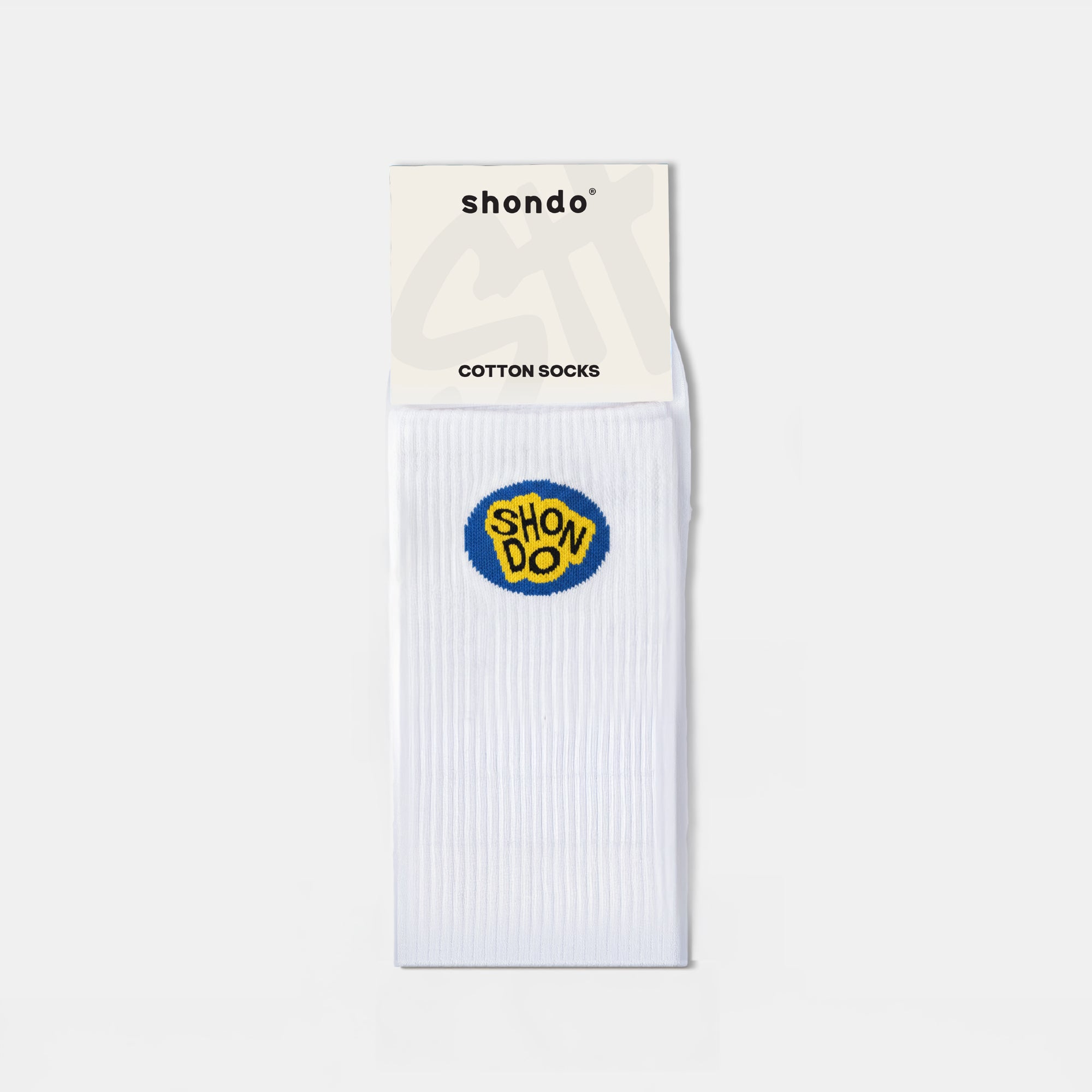 Vớ cổ cao logo Shondo dệt oval màu trắng