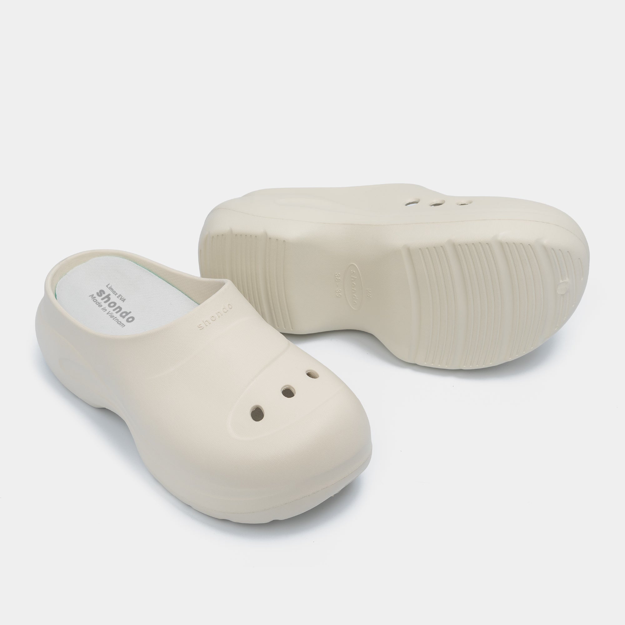 Clog MULE CHIC Limax đế cao nữ trắng kem