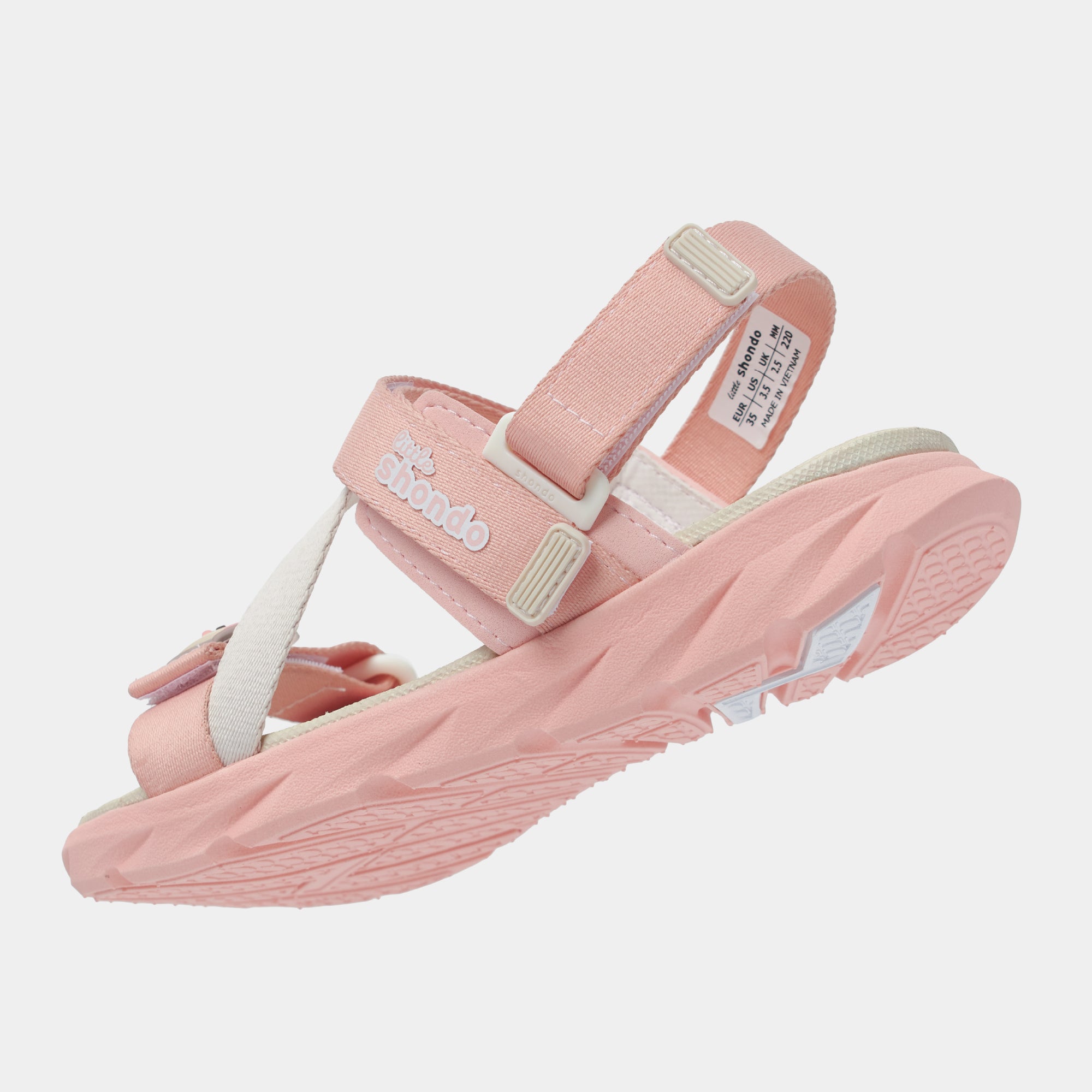Sandal trẻ em Little 6 quai chéo hồng kem