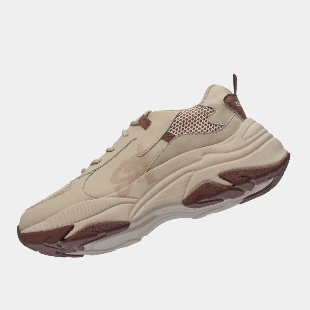 Chunky beige brown men's and women's sneakers