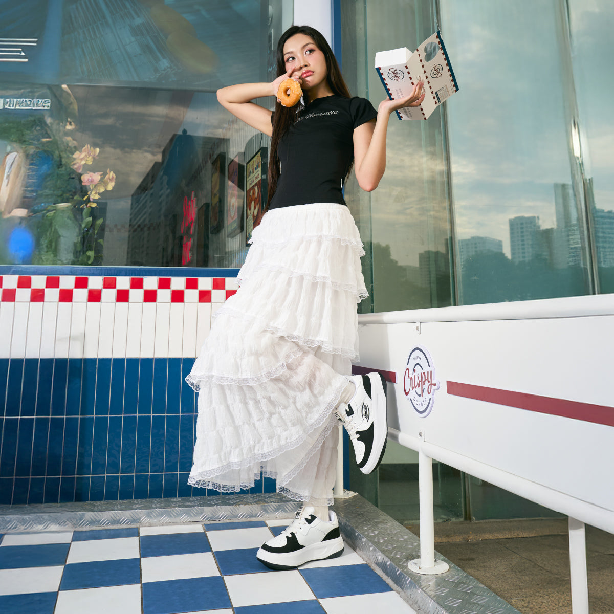 Giày sneaker Class 2 logo Shondo nam nữ trắng đen